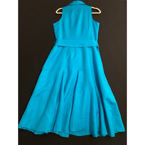 Coldwater Creek Womens A-Line Dress Linen Blend Button Front Midi Fully Lined 8 - Picture 7 of 9